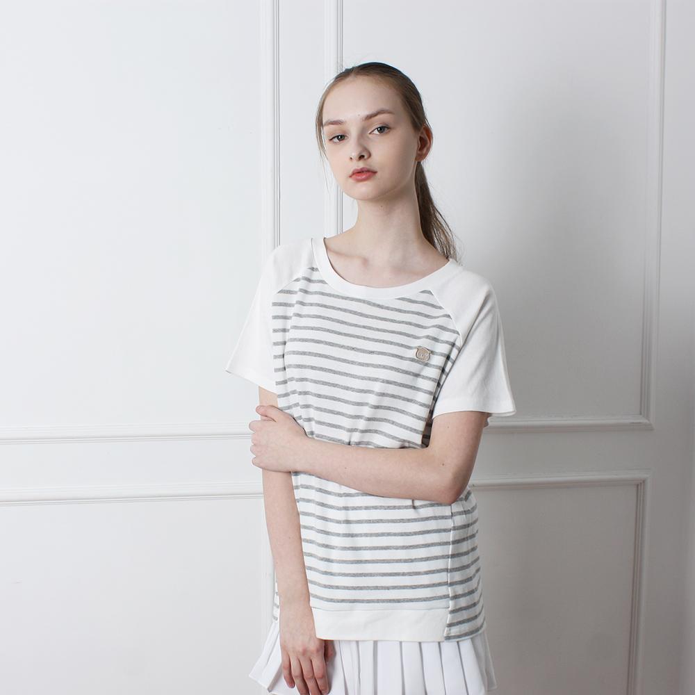 TOIEST Striped Short Sleeve T-Shirt Gray