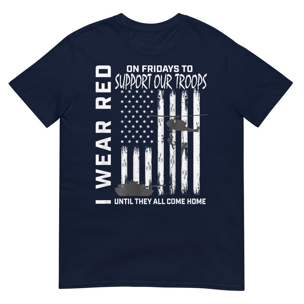 Red Friday Military Veteran Support Our Troops American Flag TShirt S