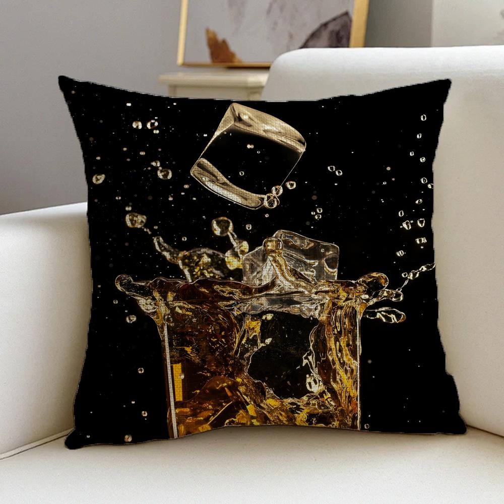 P-Bar Wine Glass Cushion Cover Cushion Cover Pillowcase, Anti-Mite Invisible Zipper, Linen Sofa Cushion