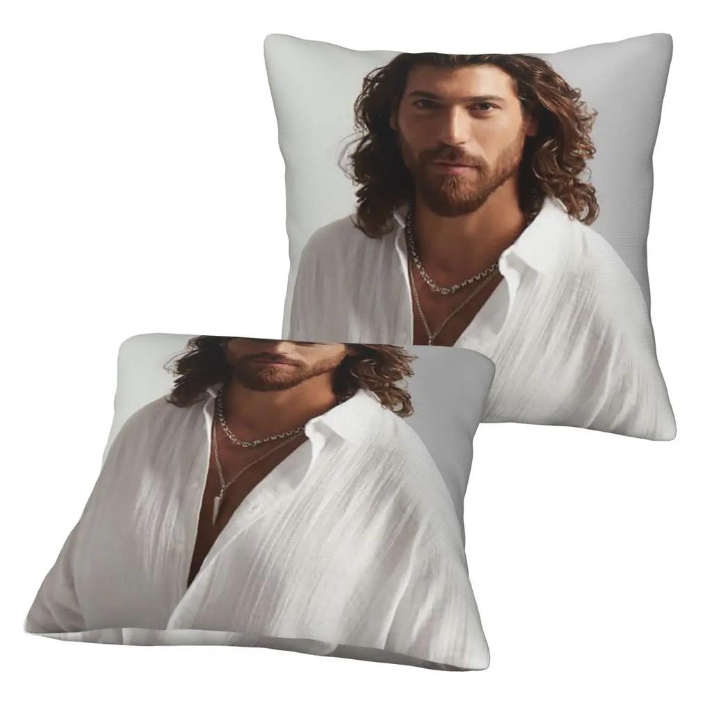 Schauspieler Can Yaman Foto 2 Stück Quadratische Kissenhülle Kissenbezug Kissen Reißverschluss Dekorativ Komfort Wurfkissen Für Zuhause Sofa