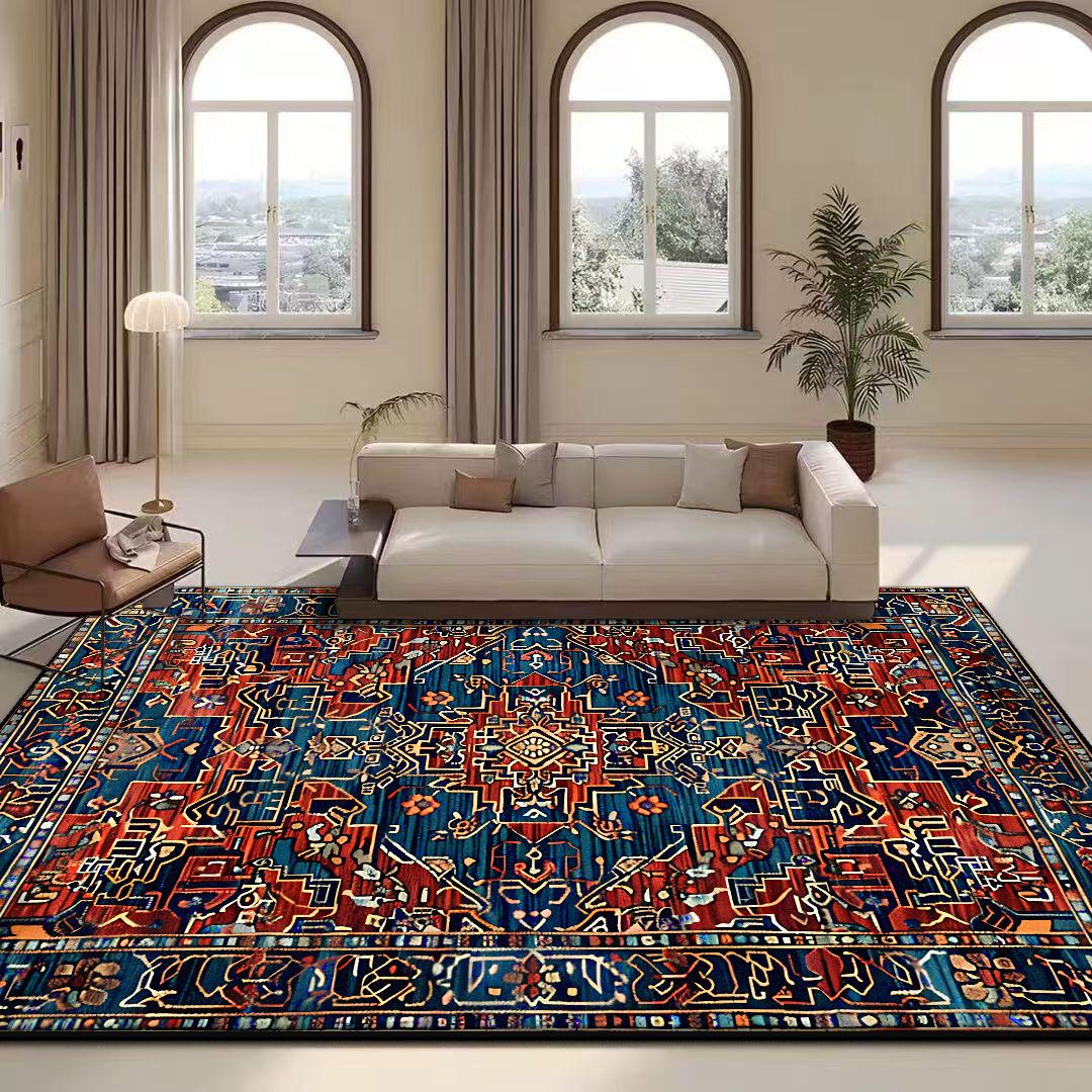 

Persian Style Living Room Rugs Retro Antiskid Bedroom Decoration Carpet Easy Clean Entrance Door Mat Machine Washable Big Size 60x90cm
