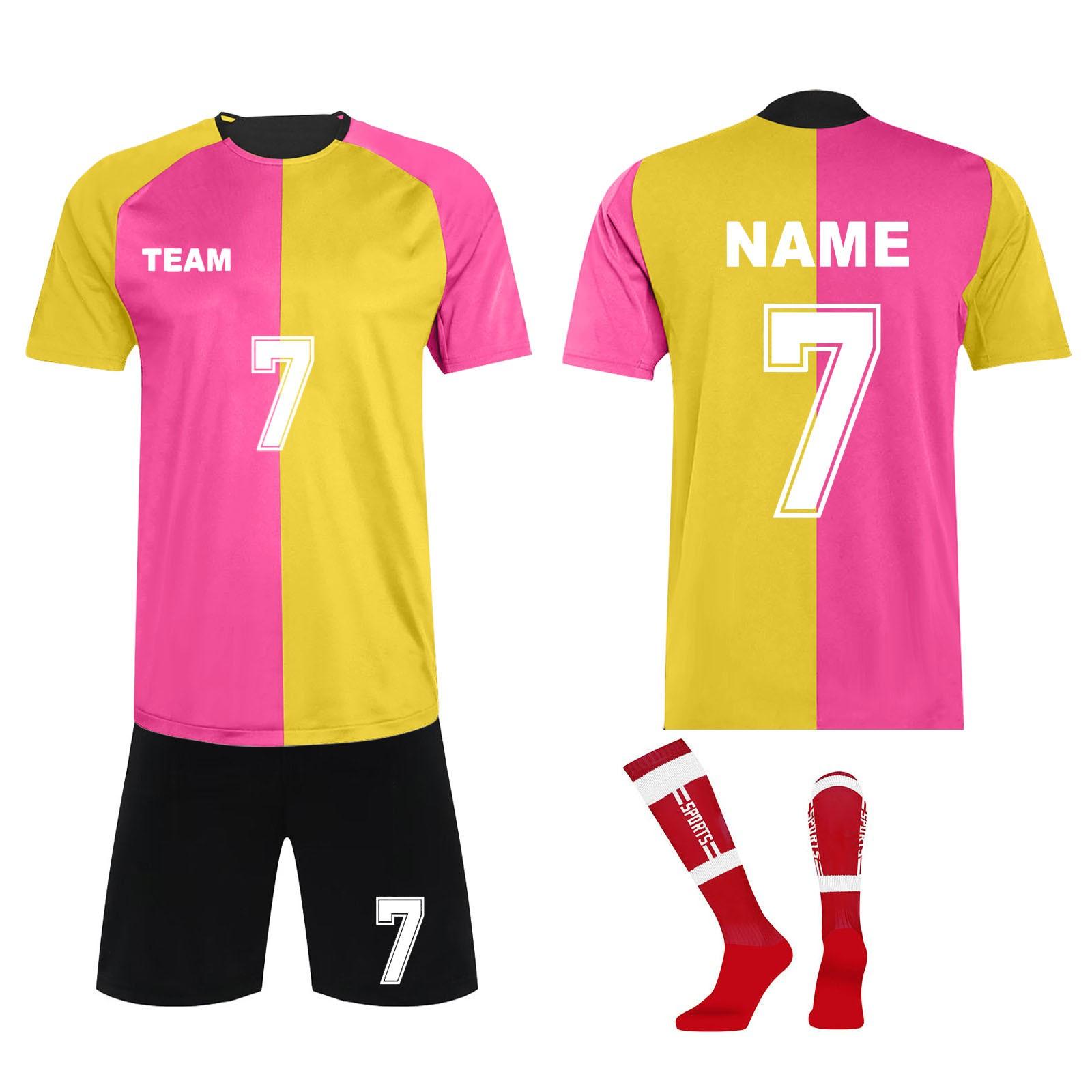 

Комплект персонализированных рубашек для мужчин и девочек с именем и номером, футбольные майки на заказ для мальчиков, тренировочный костюм XS жёлтый