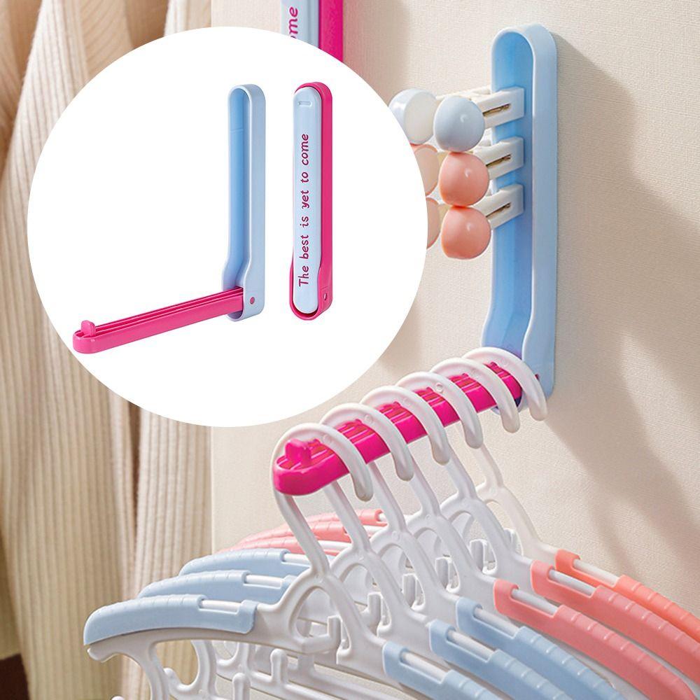 

2Pcs Foldable Hanger Organizer Dopamine Clothes Hanger Clothes Storage Rack Household