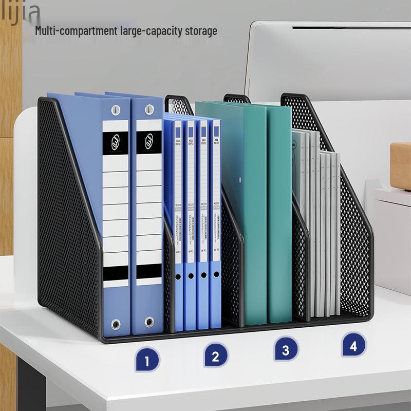 Office Desk Organizer: Metal File Storage Rack and Folder Box for Efficient Document Collection