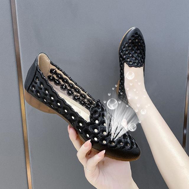 

Новые летние кроссовки, женские дышащие вышитые полые туфли на сухожильной подошве из быка, повседневные туфли, модная спортивная обувь в стиле ретро 35 чёрный