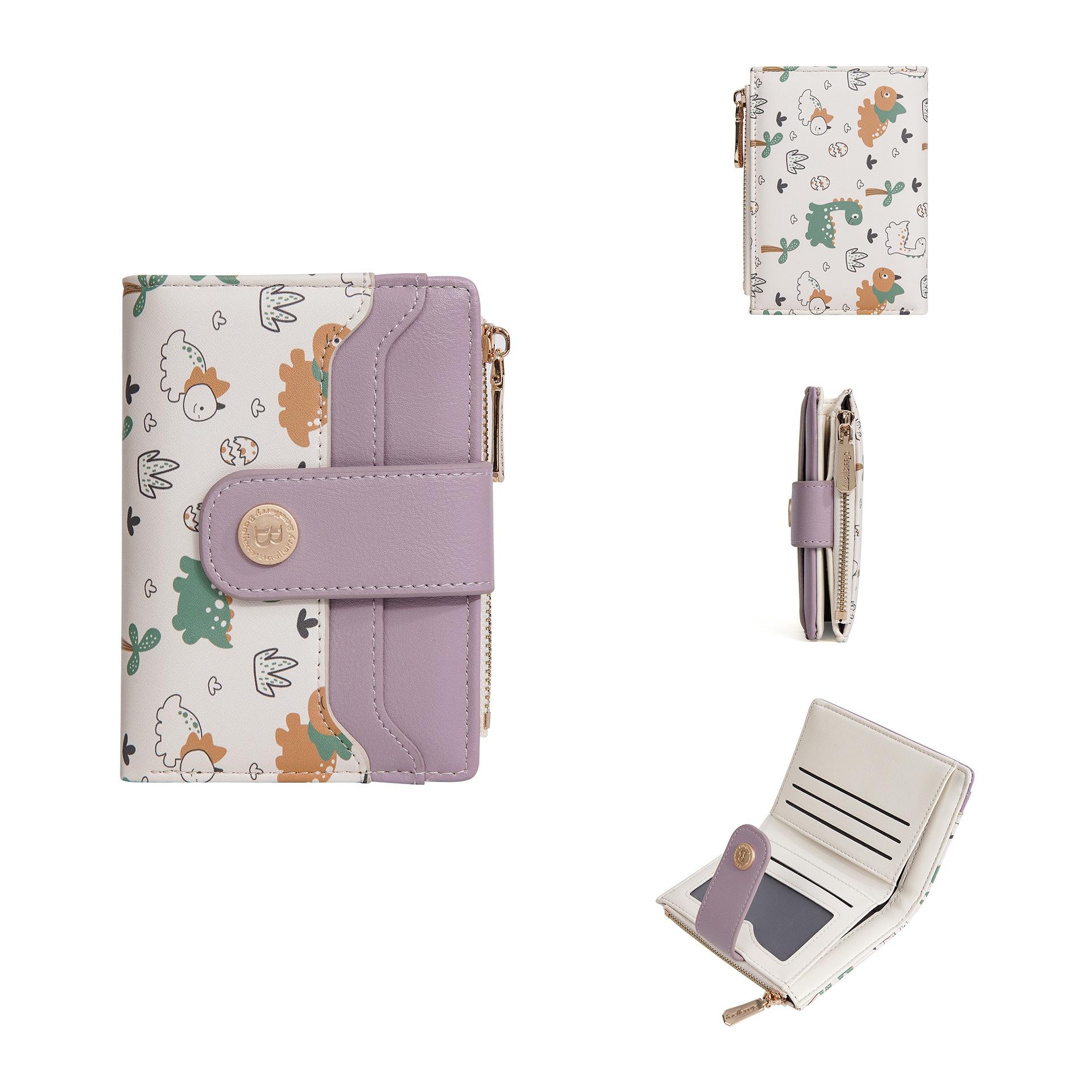 Women s versatile cartoon print short women s wallet cute large capacity 20 off buckle PU change bag one size фиолетовый 1440₽