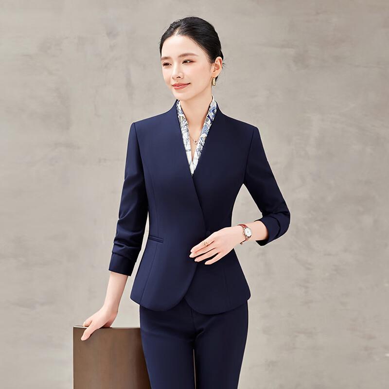 Women's New Chinese Style Collarless Professional Suit Set