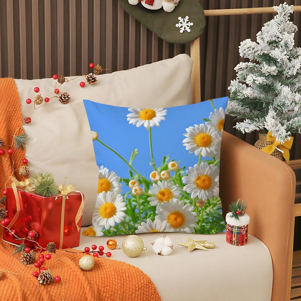 Italy Daisy Pillow Case Living Room Sofa Decorative Cushion Cover Simple Household Light Luxury Printed Pillow