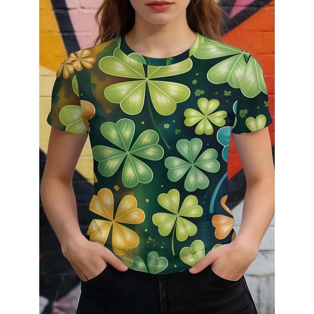 Beautiful Retro Colorful Creative 3D Printed Short Sleeved T-shirt Fashionable Comfortable Soft Breathable Large Loose Womens T-shirt