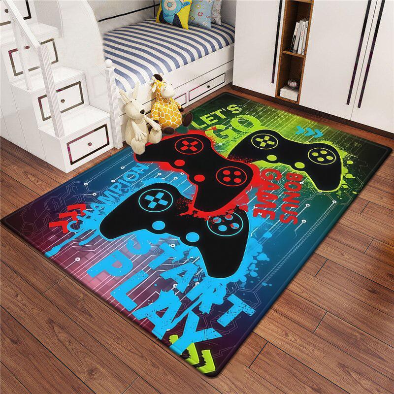Gaming Esports Geometric Controller Pattern Carpet Mat for Boys Bedroom Gaming  large rug for Living Room Home Decoration Rug