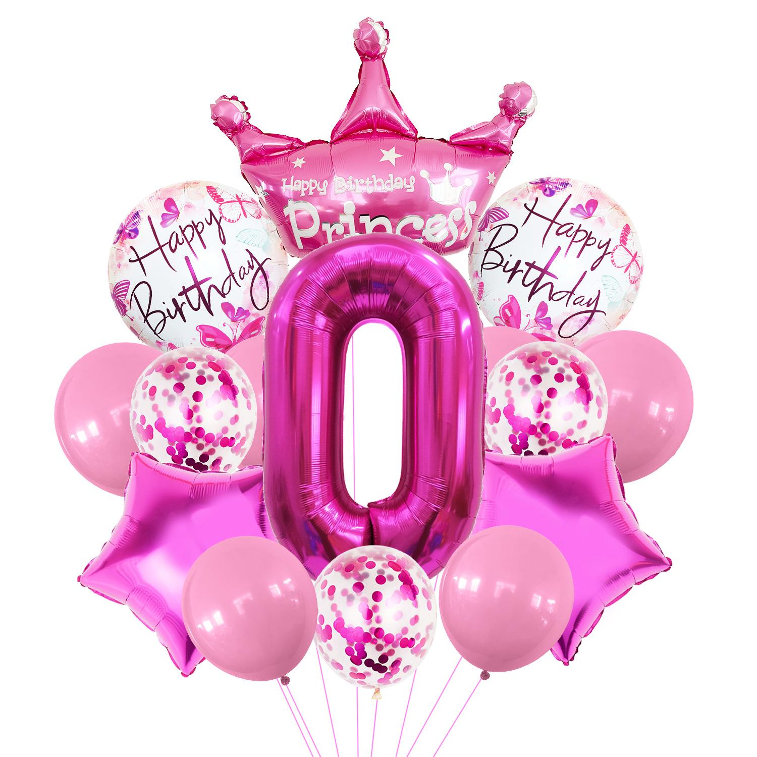 

Rose Red Crown Aluminum Film Balloon Set Baby Birthday Party Balloon Birthday Digital Baby Shower Arrangement Crown Rose Red Set 0