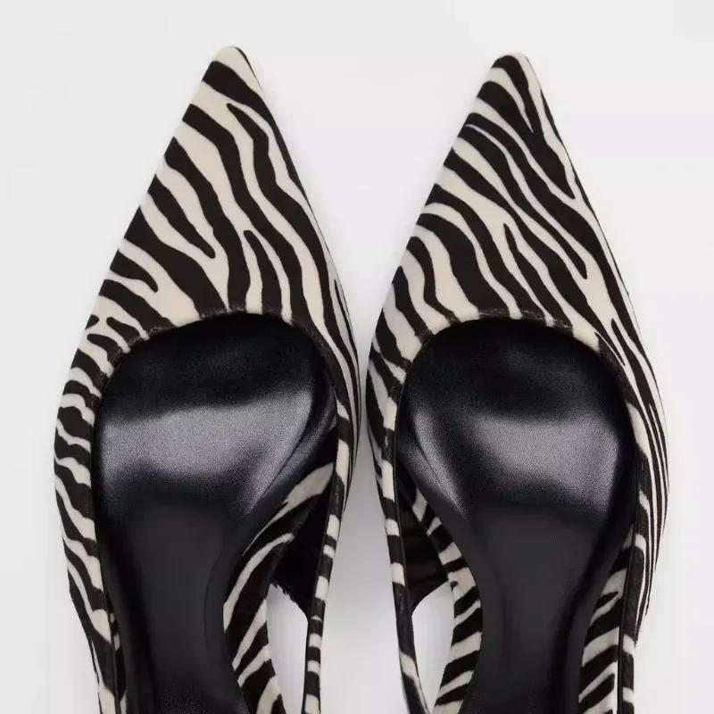 Módní Výrazný a Stylový Vzor Dámské Sandály na Středním Podpatku, Ležérní Nazouvací s Podpatky 3cm-5cm Jaro 2025 Sexy Slingbacks Dámské Boty