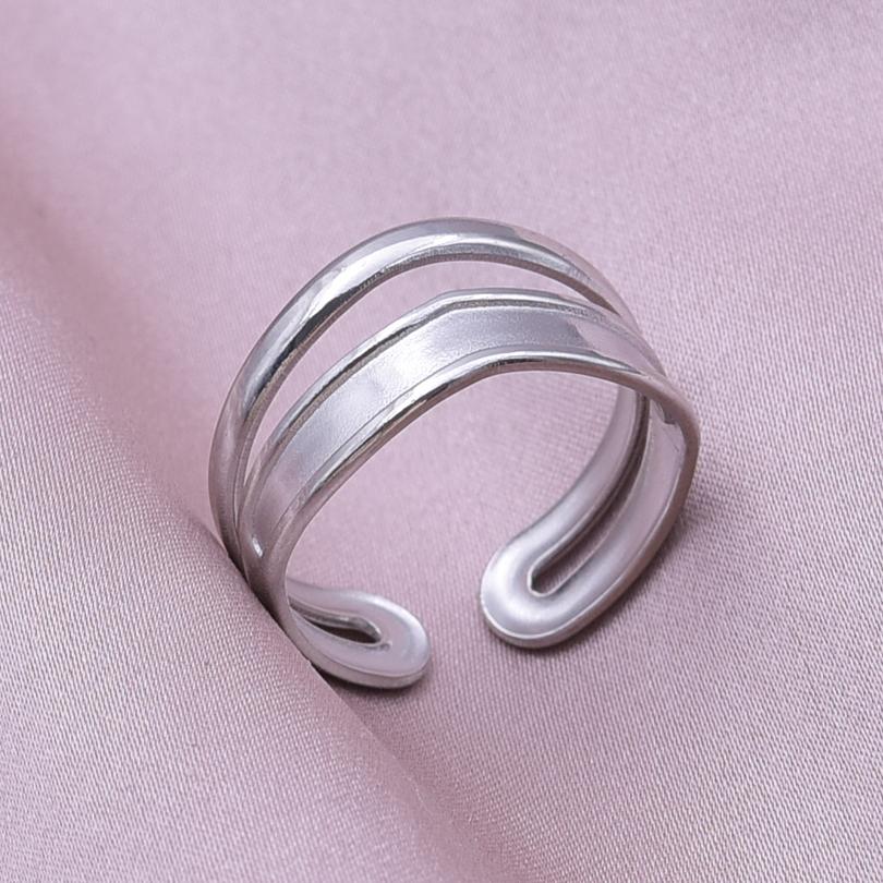 Different Thickness Two Layered Open Adjustable Ring Simple Fashion Jewelry Stainless Steel Rings For Women Men Accessories Gift