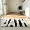 Dekorative Schlafzimmer-Fußmatte Moderne Badezimmer-Matte, Saugfähiger Rutschfester Badezimmerteppich, Lustige Englische Buchstaben, Weicher Plüschteppich Maschinenwaschbar Gemütlich