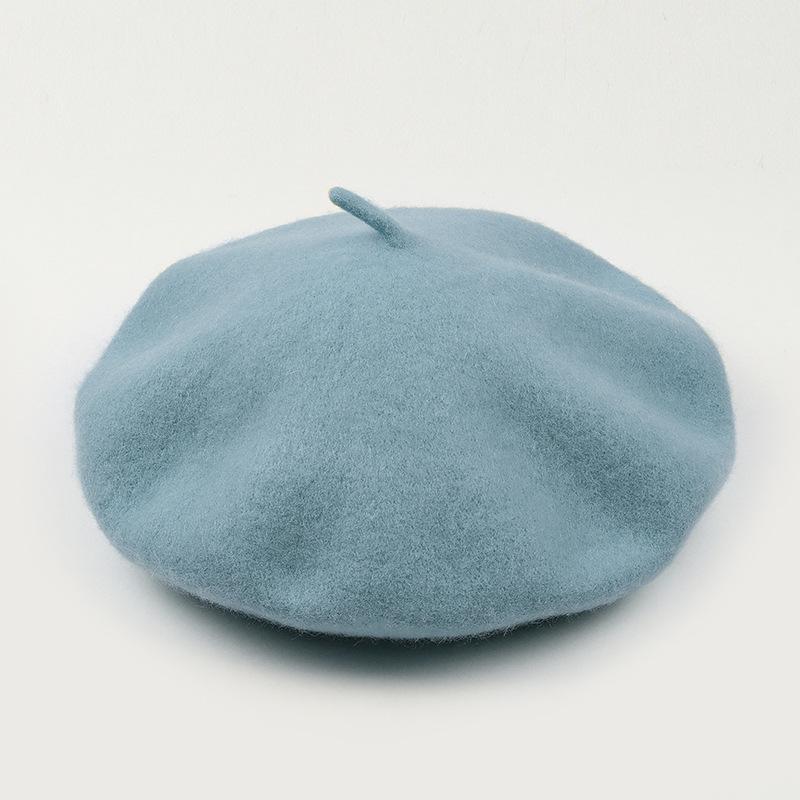 Dámský fialový vlněný baret: Klobouk se širokou krempou, Vintage britský, korejský a japonský styl pro podzim/zimu