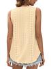 European & American Women's Summer Crew Neck Eyelet Sleeveless Tank Top T-Shirt