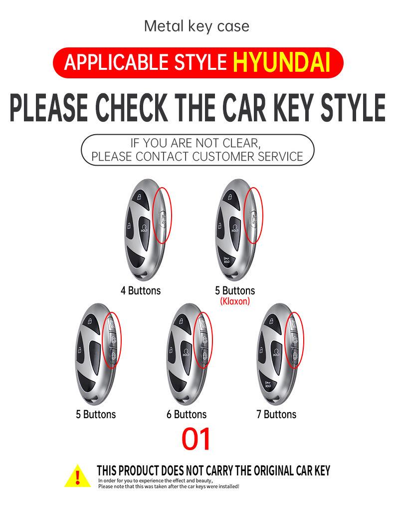 Key Case for Modern Tucson, 11th Gen Sonata, Encino, Santa Fe, and Elantra Models