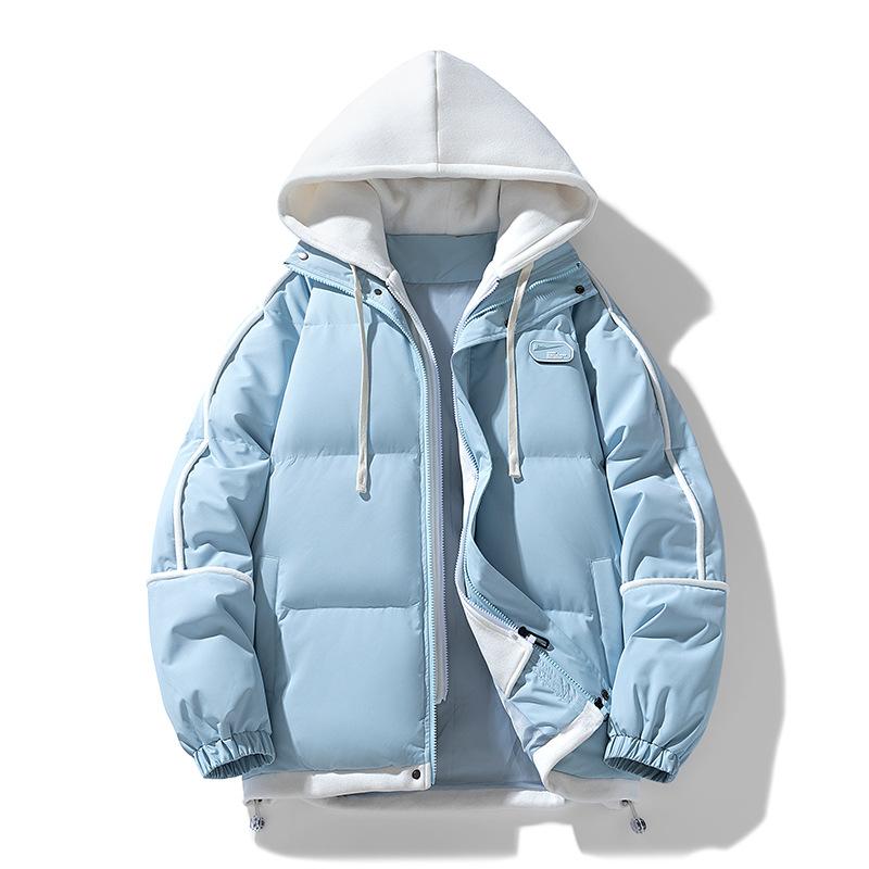 2025 Autumn and Winter Men's Casual Cotton-padded Clothes, Teenagers Contrasting Colors, Versatile Trend Jackets, Students Fashion Hooded