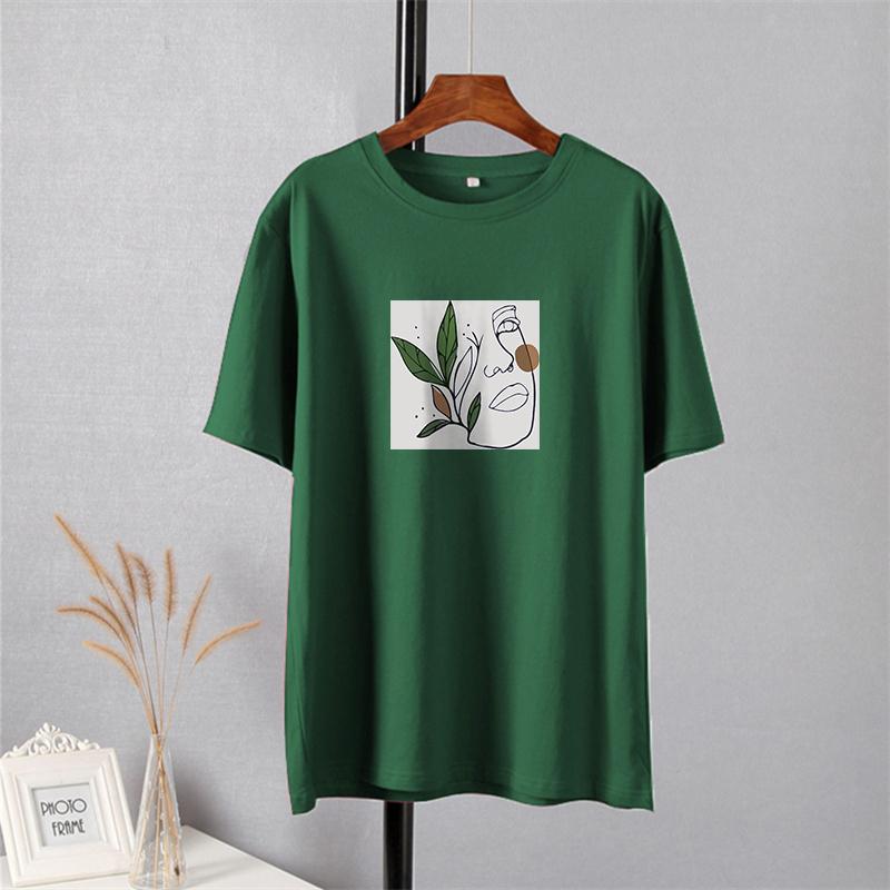 Shellsuning Oversized Aesthetic Printing T-shirts for Women Summer New 100% Cotton Casual Retro Basic Tees Female Korean Harajuku Tops