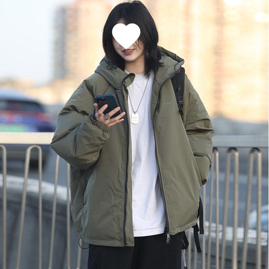 Women's Thickened Fleece-Lined Cotton Jacket, Japanese Academy Style, Unisex Warm Hooded Winter Coat