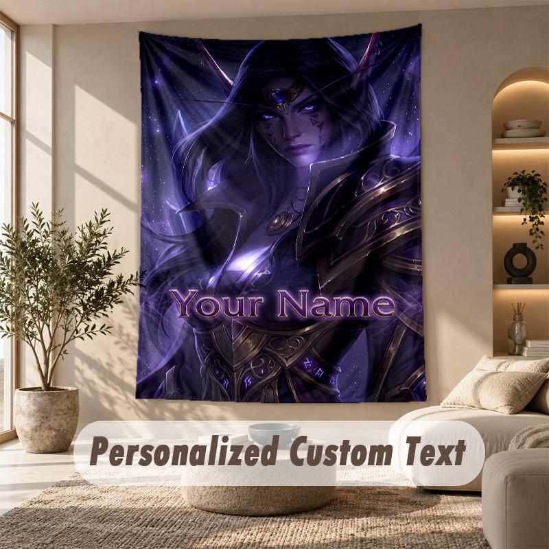 Tapestry Custom Name Text, Wall Hanging Tapestry Home Room DecorWorld of Warcraft