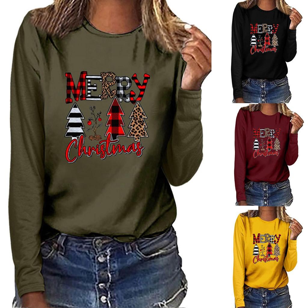 MERRY CHRISTMAS Women Casual Long Sleeve  Sweatshirt Pullover Blouse