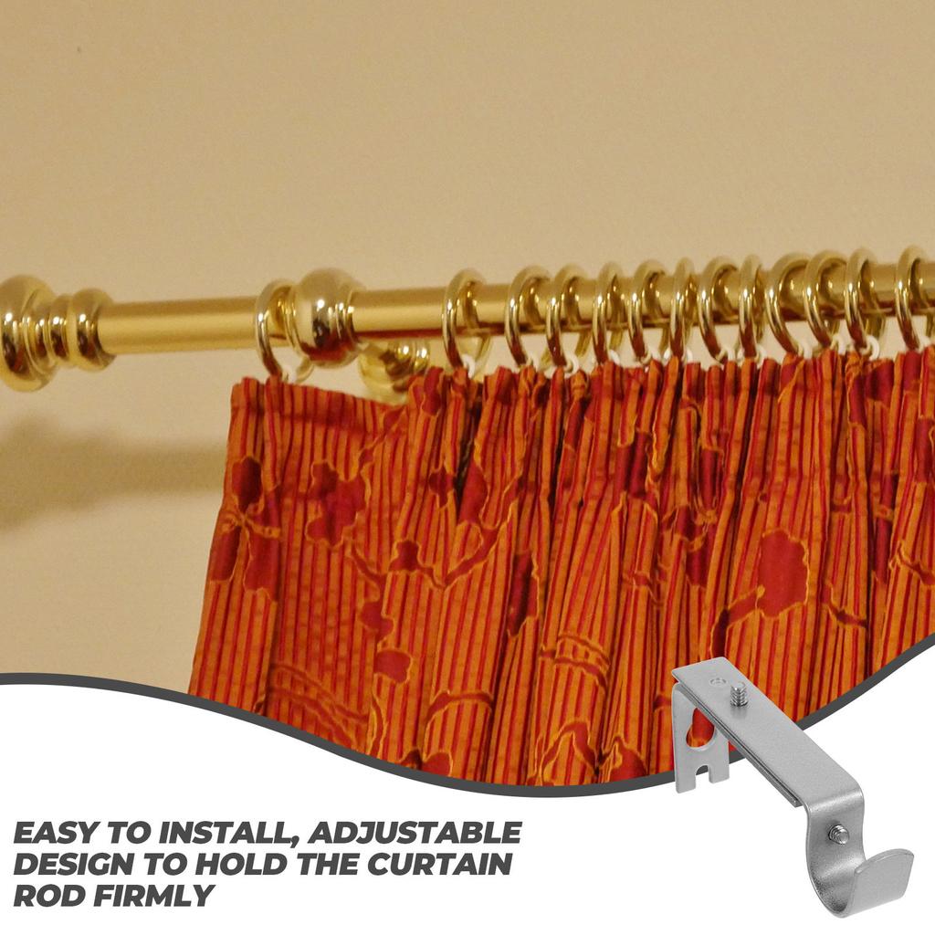 2Pcs Curtain Rod Brackets Adjustable Iron Curtain Holder for Home Window Drapery Rod Pole Mounting Holder Coffee Color