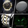 OLEVS Men's Watches Fashion Business Stainless Steel Original Brand Quartz Wristwatch for Man Waterproof Luminous Chronograph