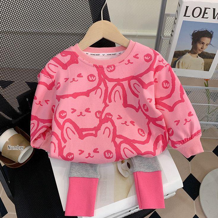 

Girls Trendy Autumn 2024 Two-Piece Outfit: Fashionable Baby Girl Sweatshirt Set for Spring and Fall 90