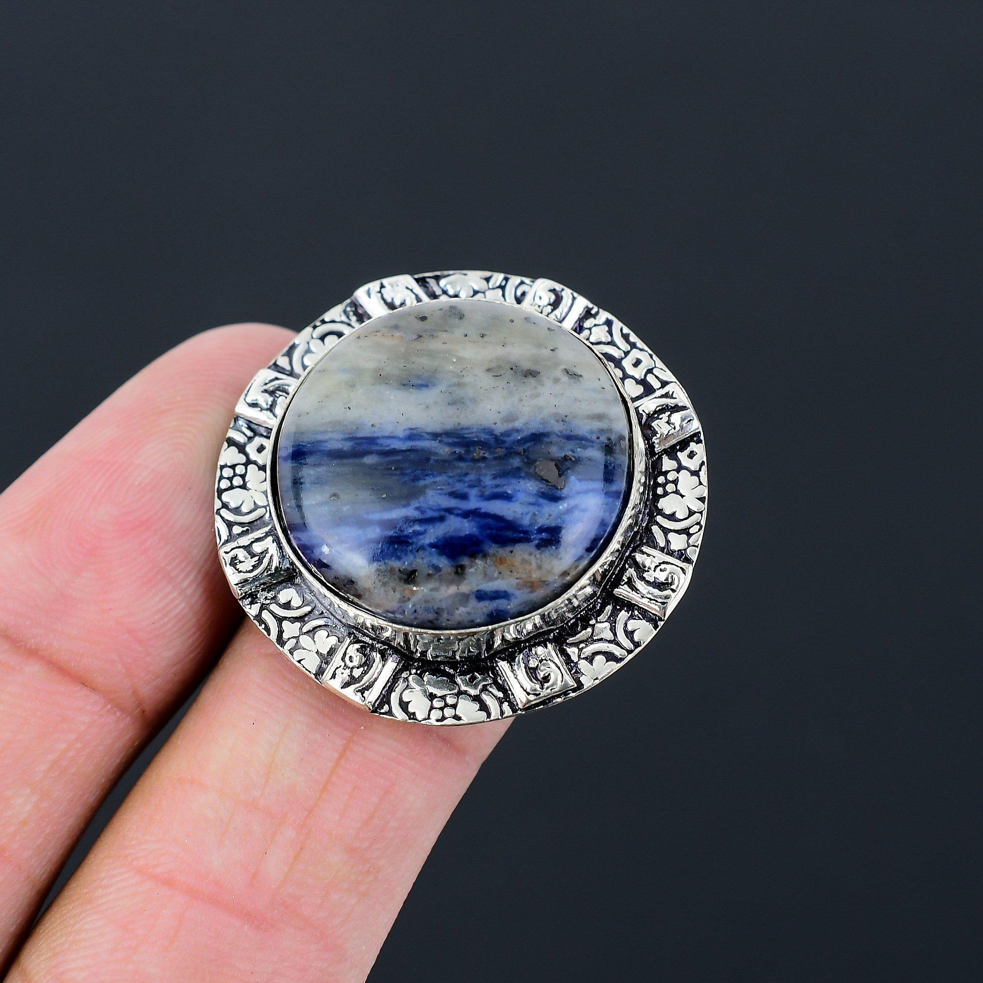 Anniversary Gift For Her Natural Sodalite Multi Stone Ring Size 9 925 Silver 9