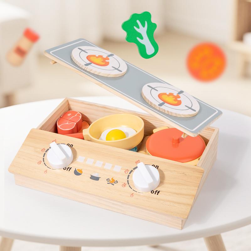 Wooden Kitchen Toy Wooden Tableware Food Sets Toy Role Play Educational Cosplay Preschool Gifts for Kids Kitchen Accessories