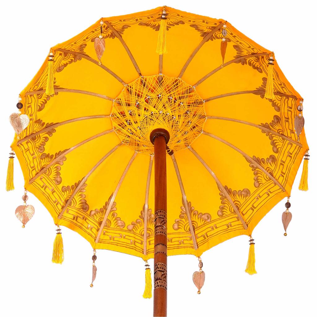 Balinese Sun Umbrella with Base Yellow 95 X 95 X 260 Cm