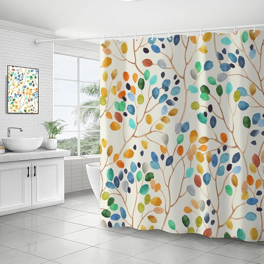 Elegant Watercolor Floral Bath Curtain - High-Quality Waterproof and Mildew-Proof Bathroom Decor for a Romantic Home Touch