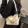 Metal Chain Drawstring Shoulder Bag Pearls Chain Girls Crossbody Bag  Work