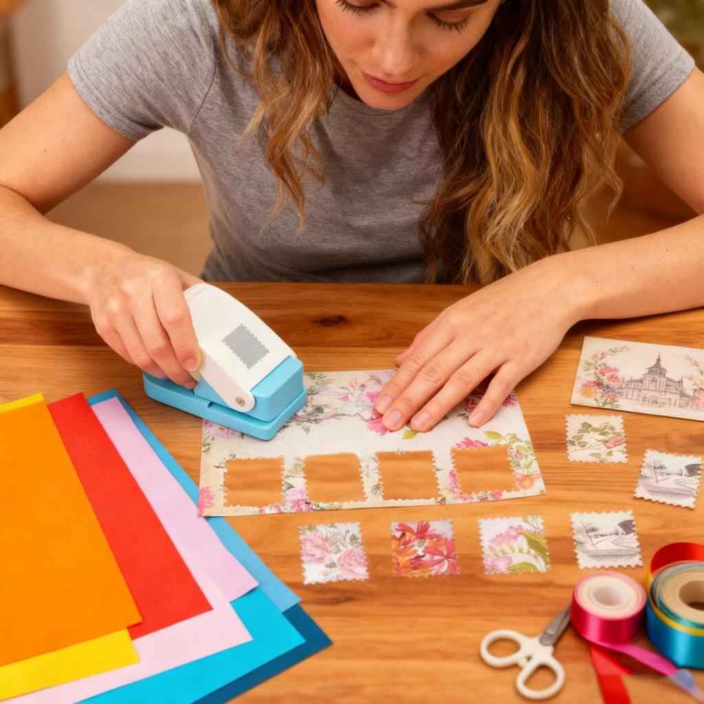 Tragbarer quadratischer Papierstanzer Arbeitssparender Stanzer Multifunktionaler Lochstanzer für Pappe Scrapbook Porto