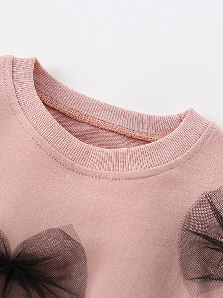 Malwee Girls' Round Neck Long Sleeve Hoodie - Autumn/Winter Cute Toddler Pullover