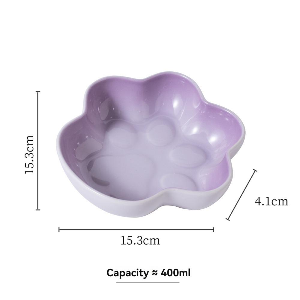 Multi-color Paw Shaped Ceramic Cat Bowl, Non-slip Pet Food Bowl, Easy Clean Feeding Bowl for Cats Dogs
