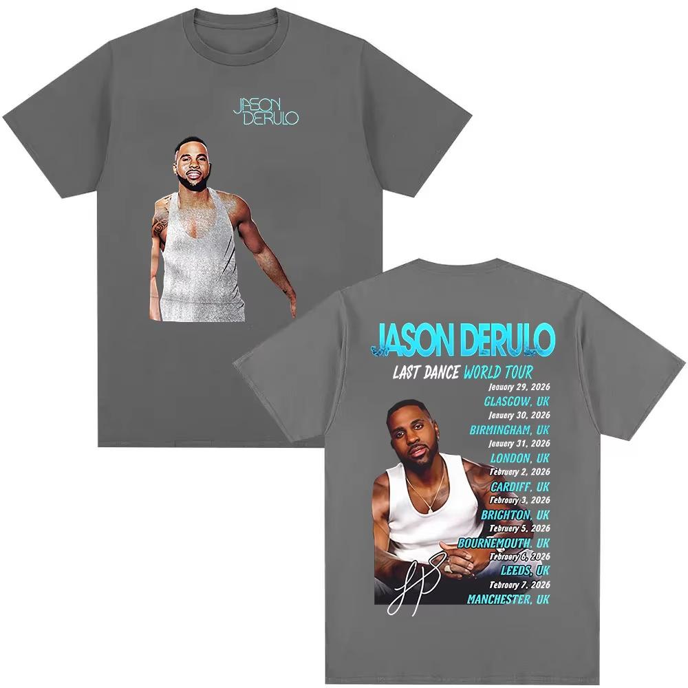 Jason Derulo Last Dance Tour 2026 graphics Cotton shirt unisex Y2k Hip hop Style Retro Summer Unisexs Short sleeve Tshirt fan gift