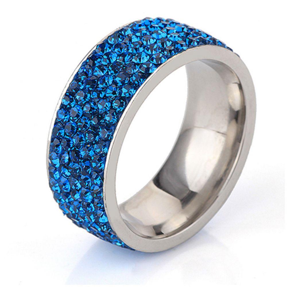 8mm Fashion Zircon Inlaid Gradient Ring for Women Men Stainless Steel Exquisite Ring Jewelry Party Birthday Gift Wholesale