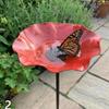 Decorative Outdoor Metal Flower Sculpture Doubles As Wildlife Water Source 85AD