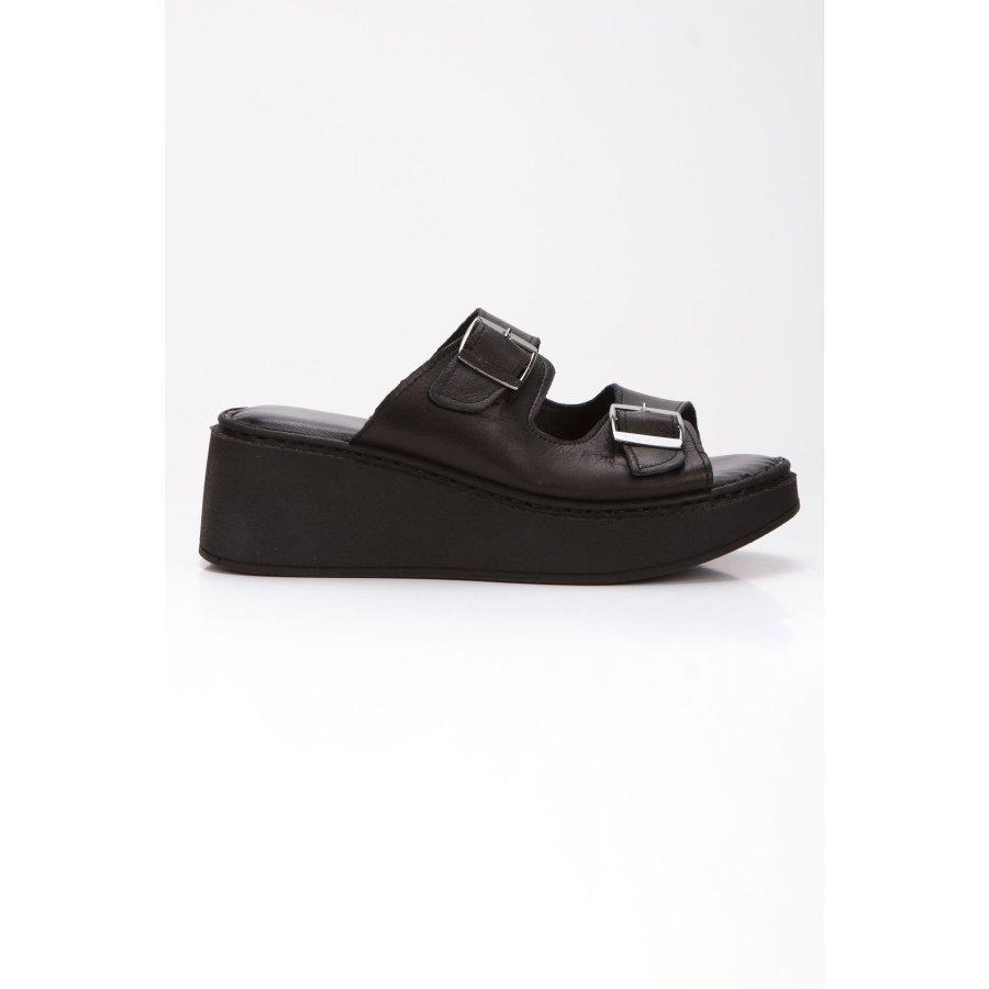 Women's Genuine Leather Wedge Heeled Casual Summer Slippers Clogs