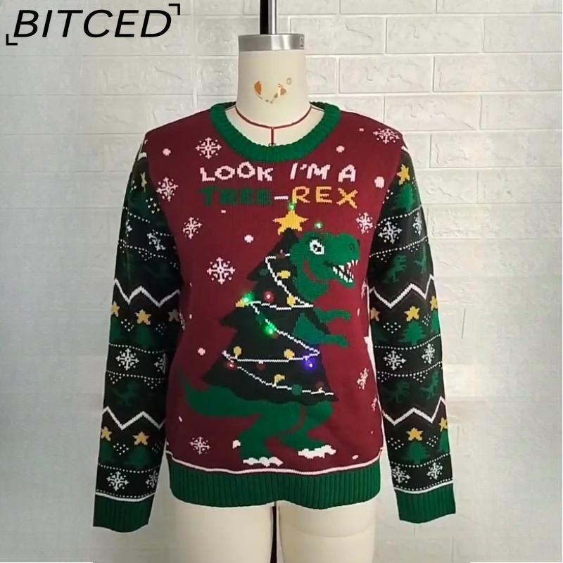 

BITCED Christmas-themed Pullover Sweater with LED light Halloween Costume Christmas Sweater XXL