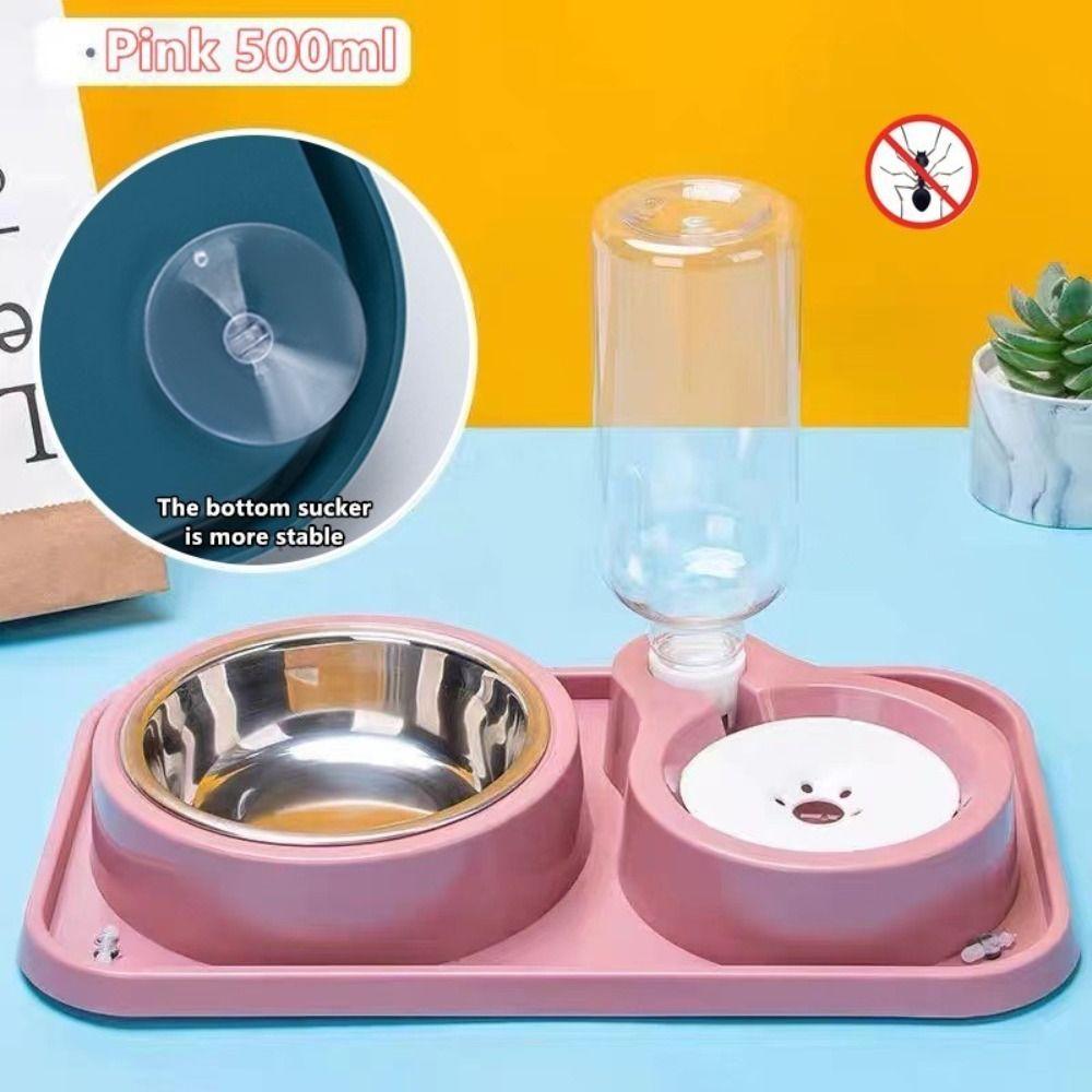 Stainless Steel Cat Food Water Bowl Detachable Pet Water Feeder Container  Household