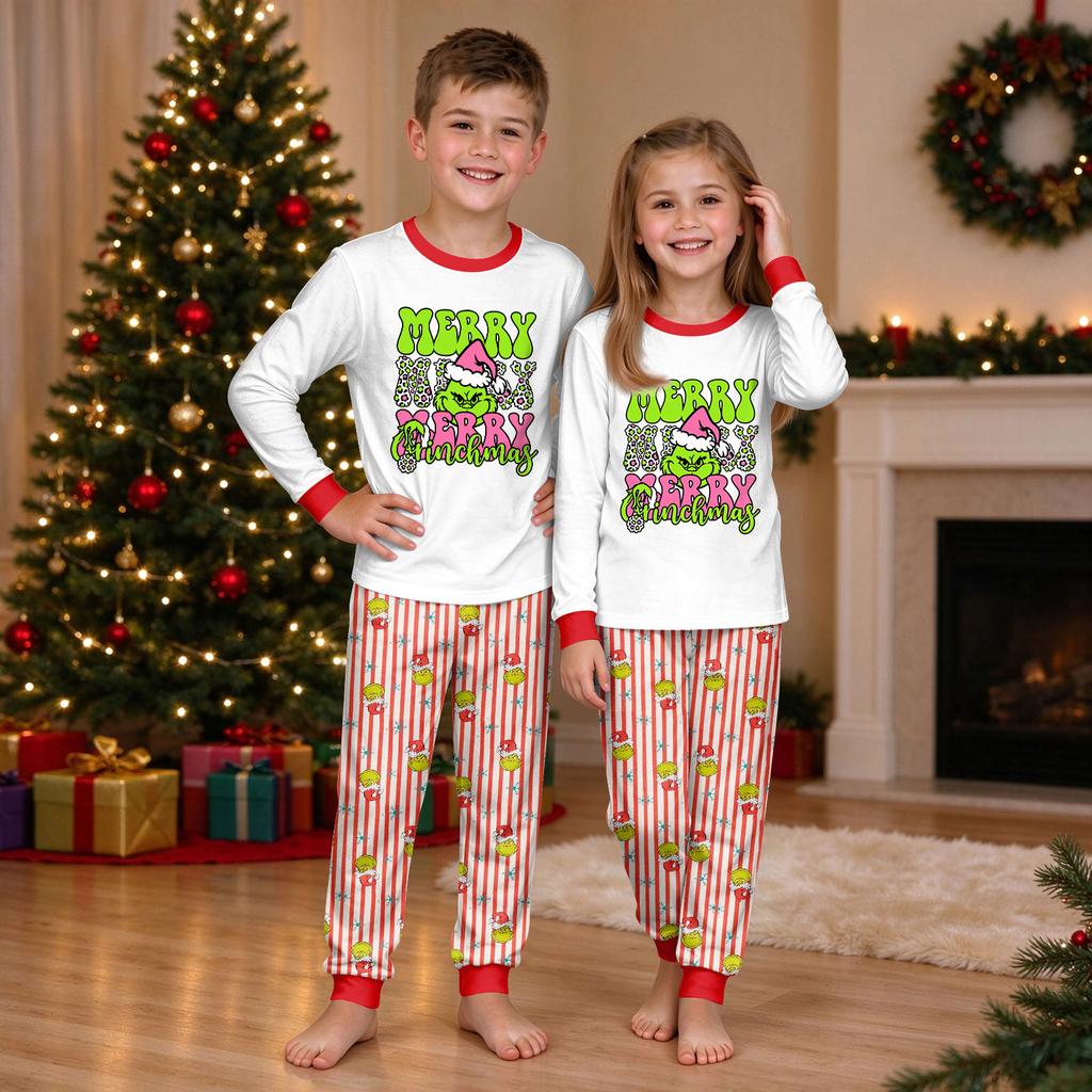 Christmas Print Crewneck Top and Jogger Pants Set Holiday Two Piece Loungewear Outfit