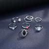 Jewelry Combination Black Gemstone Horse Eye Red Diamond 8-Piece Set Ring