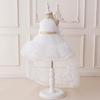 European Newborn Sequined Off-Shoulder Birthday & Christening Gown with Frilled Long Train Skirt