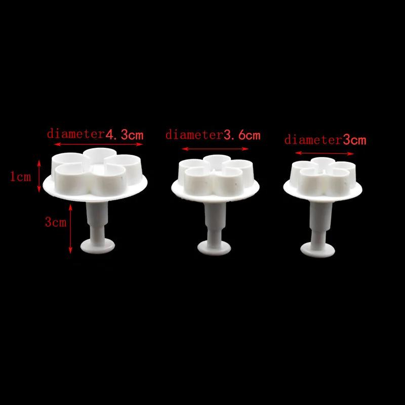 3Pcs Flower Plunger Cookie Cutter DIY Blossom Flower Cake Fondant Mold Plastic Cake Decorating Tools Baking Accessories