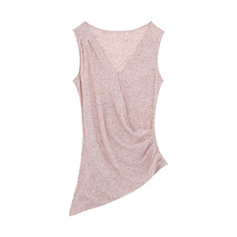Irregular streamer sling vest women's summer wear beautiful back French pink high-end sleeveless neck top