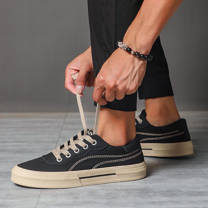 Fashion New Men's Shoes Canvas Spring Leisure Anti-slip Driver Work Fashion Lightweight Breathable Lace Up Men Canvas Shoes SS25833