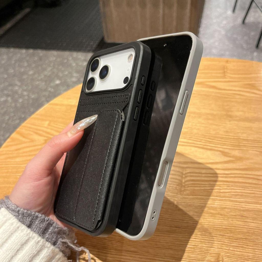 Anti-Drop Leather Card Holder Stand, 2-in-1 Lightweight Case for iPhone 17 Pro Max